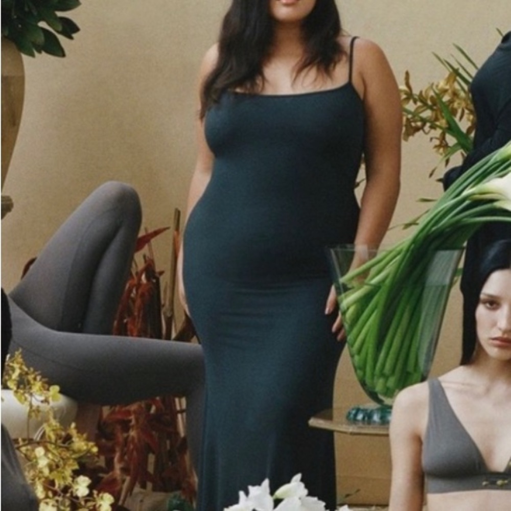 ISO SKIMS CYPRESS OR TEAL SOFT LOUNGE SLIP DRESS